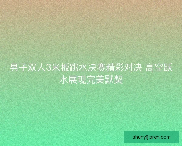男子双人3米板跳水决赛精彩对决 高空跃水展现完美默契