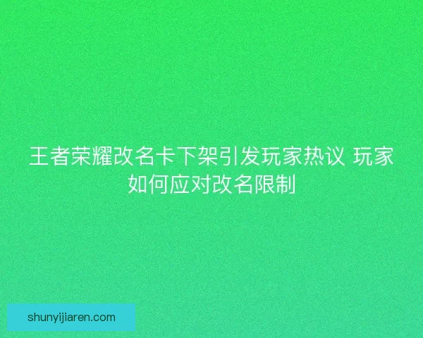 王者荣耀改名卡下架引发玩家热议 玩家如何应对改名限制
