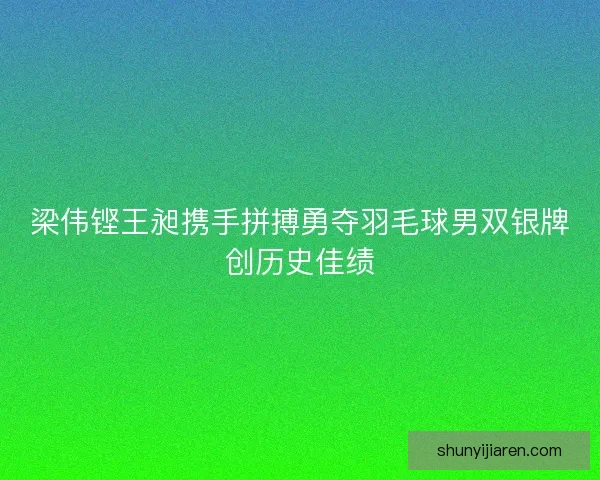 梁伟铿王昶携手拼搏勇夺羽毛球男双银牌创历史佳绩 梁伟铿王昶携手拼搏勇夺羽毛球男双银牌创历史佳绩